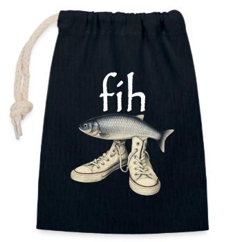 Fisch Schlecht geschrieben Fisch Meme Fih - Verschließbarer Geschenkbeutel aus Baumwolle (14x20cm) - Navy - Vorne