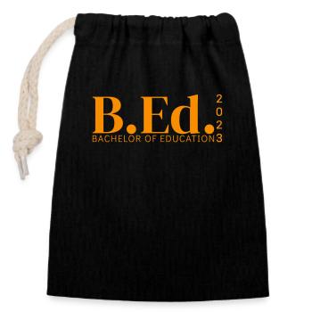 B.Ed. - BACCALAURÉAT EN ÉDUCATION 2023 - Sac cadeau en coton avec cordon (14 x 20 cm) - noir - Devant