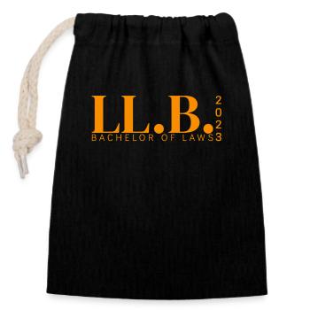LL.B. - BACCALAURÉAT EN DROIT 2023 - Sac cadeau en coton avec cordon (14 x 20 cm) - noir - Devant