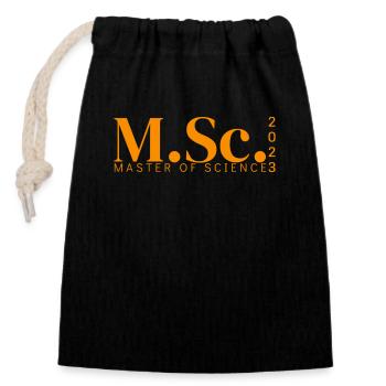 M.Sc. - MASTER OF SCIENCE 2023 - Verschließbarer Geschenkbeutel aus Baumwolle (14x20cm) - Schwarz - Vorne