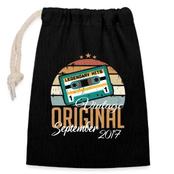 September 2017 geboren Vintage Geburtstag Retro - Verschließbarer Geschenkbeutel aus Baumwolle (14x20cm) - Schwarz - Vorne