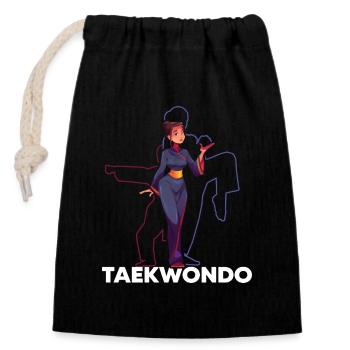 Taekwondo-girl Kampfkunst geisha "tae kwon do" - Verschließbarer Geschenkbeutel aus Baumwolle (14x20cm) - Schwarz - Vorne