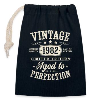 Vintage 1982 Vintage Born Birthday Gift - Closable cotton gift bag (14x20cm) - navy - Front