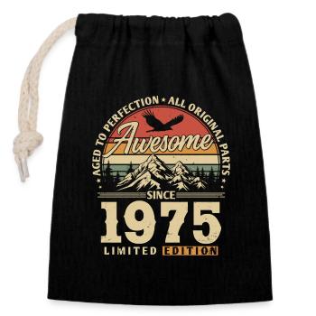 Great since 1975 - Closable cotton gift bag (14x20cm) - black - Front