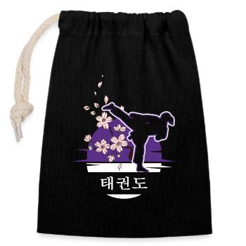 Allkampf-Girl Taekwondo-Girl TKD Tae-Kwon-Do - Verschließbarer Geschenkbeutel aus Baumwolle (14x20cm) - Schwarz - Vorne