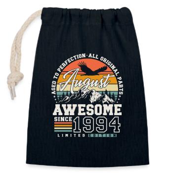 Août 1994 Vintage Rétro Anniversaire Vintage - Sac cadeau en coton avec cordon (14 x 20 cm) - bleu marine - Devant