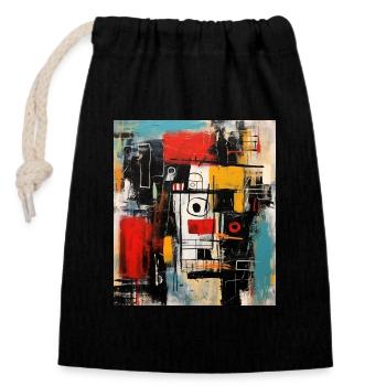STREET ART ABSTRACTION - Sac cadeau en coton avec cordon (14 x 20 cm) - noir - Devant