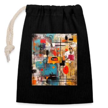 STREET ART IMAGINATION - Closable cotton gift bag (14x20cm) - black - Front