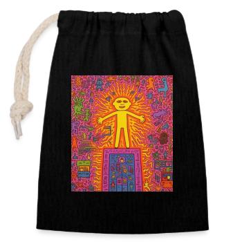 STREET ART IMAGINATION - Sac cadeau en coton avec cordon (14 x 20 cm) - noir - Devant
