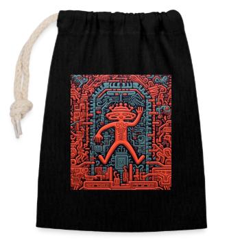 STREET ART IMAGINATION - Closable cotton gift bag (14x20cm) - black - Front