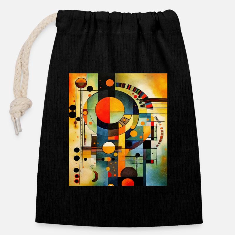 ABSTRACTION VIBRATION - Sac cadeau en coton avec cordon (14 x 20 cm) - noir