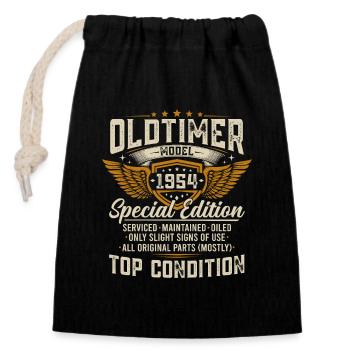 Oldtimer 1954 Jahrgang geboren Geburtstag Geschenk - Verschließbarer Geschenkbeutel aus Baumwolle (14x20cm) - Schwarz - Vorne
