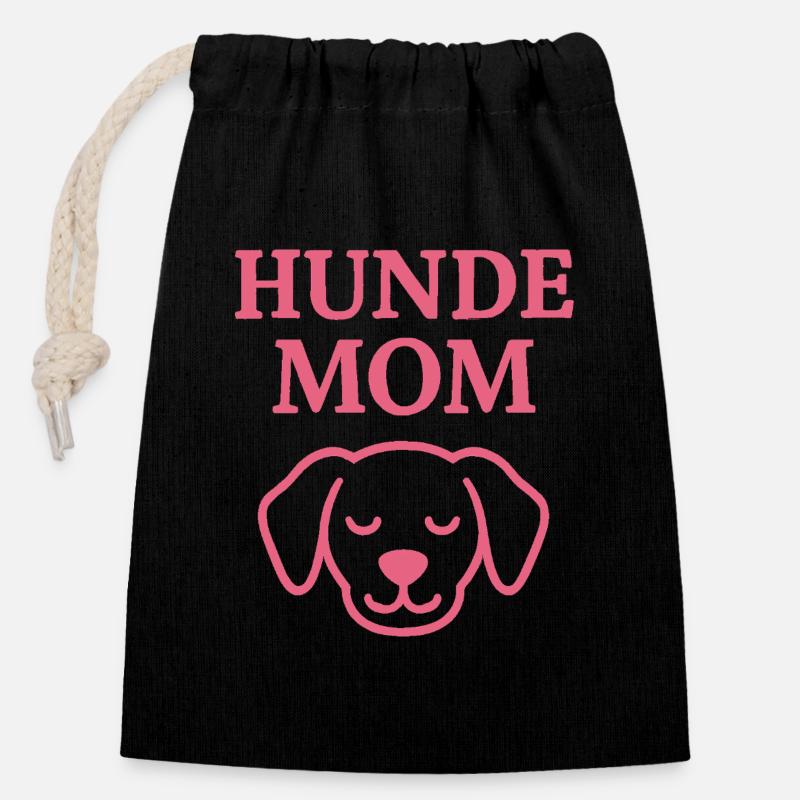 Hunde mom - Verschließbarer Geschenkbeutel aus Baumwolle (14x20cm) - Schwarz