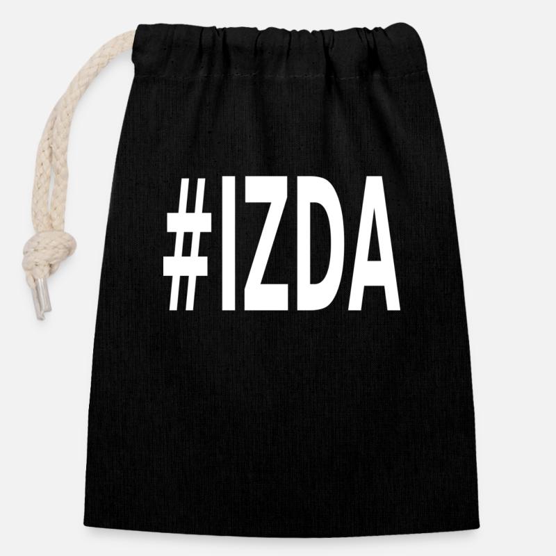 izda - Sac cadeau en coton avec cordon (14 x 20 cm) - noir