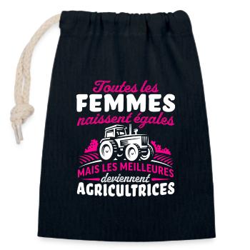 les meilleures deviennent agricultrices - Sac cadeau en coton avec cordon (14 x 20 cm) - bleu marine - Devant