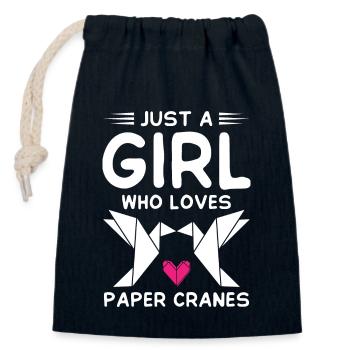 Just Girl Who Loves Paper Cranes Origami - Verschließbarer Geschenkbeutel aus Baumwolle (14x20cm) - Navy - Vorne