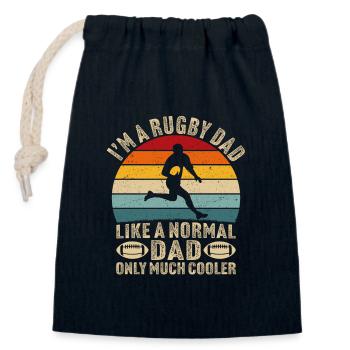 I'm a rugby dad like a normal dad but much cooler - Closable cotton gift bag (14x20cm) - navy - Front