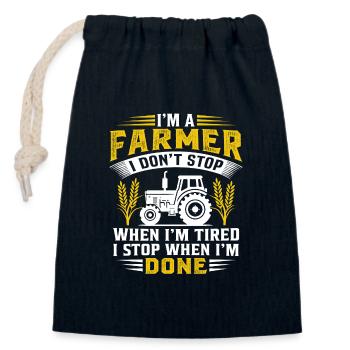 I'm A Farmer I Don't Stop When Im Tired - Sac cadeau en coton avec cordon (14 x 20 cm) - bleu marine - Devant