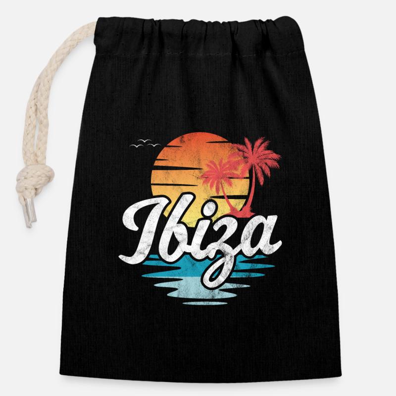 Ibiza - Verschließbarer Geschenkbeutel aus Baumwolle (14x20cm) - Schwarz