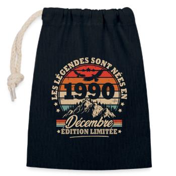 Birthday gift born in December 1990 - Closable cotton gift bag (14x20cm) - navy - Front