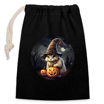 Halloween Häschen - Verschließbarer Geschenkbeutel aus Baumwolle (14x20cm) - Schwarz - Vorne