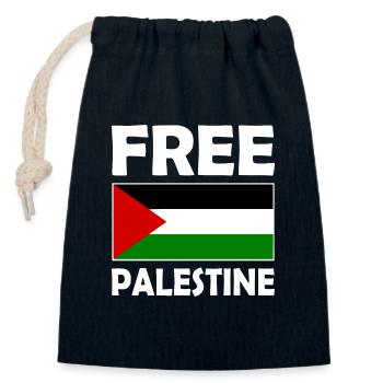 Free palestine - Sac cadeau en coton avec cordon (14 x 20 cm) - bleu marine - Devant
