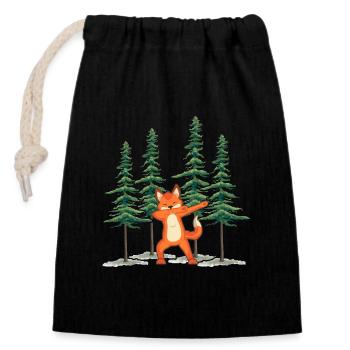 Wald shinrin yoku Waldmeditation "Fuchs im Wald" - Verschließbarer Geschenkbeutel aus Baumwolle (14x20cm) - Schwarz - Vorne