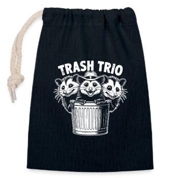 3 coole Opossums Trash Trio im Mülleimer - Verschließbarer Geschenkbeutel aus Baumwolle (14x20cm) - Navy - Vorne