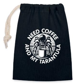Besoin de café et de ma tarentule - Sac cadeau en coton avec cordon (14 x 20 cm) - bleu marine - Devant