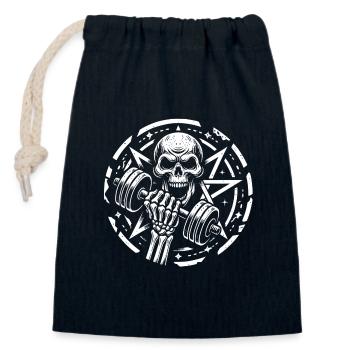Entraînement de musculation avec haltère crâne et pentagramme - Sac cadeau en coton avec cordon (14 x 20 cm) - bleu marine - Devant