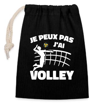 Ich kann nicht Volleyball spielen - Verschließbarer Geschenkbeutel aus Baumwolle (14x20cm) - Schwarz - Vorne