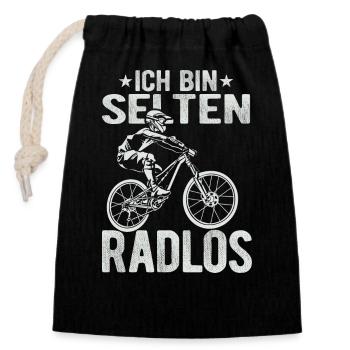 Selten Radlos Fahrrad Radsport Fahrradfahrer Bike - Verschließbarer Geschenkbeutel aus Baumwolle (14x20cm) - Schwarz - Vorne