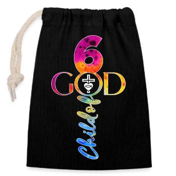 ÉGLISE CHRÉTIENS 6 ANS JÉSUS 6E ANNIVERSAIRE - Sac cadeau en coton avec cordon (14 x 20 cm) - noir - Devant