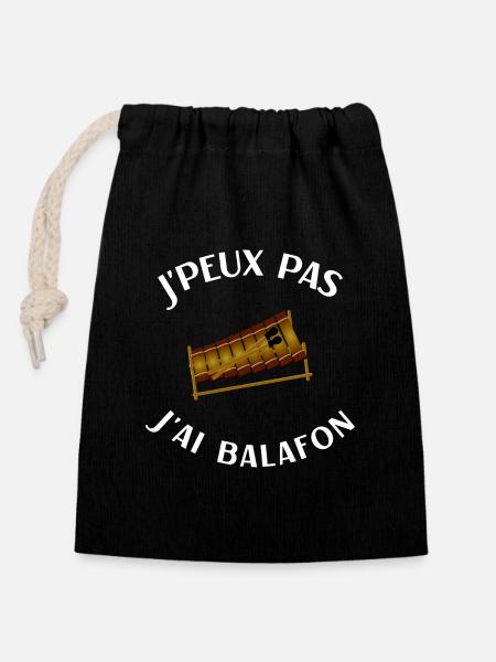Humour balafon joueur de balafon musique africaine - Sac cadeau en coton avec cordon (14 x 20 cm) - noir