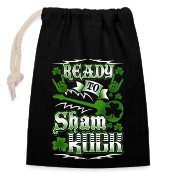 Ready To Shamrock - Verschließbarer Geschenkbeutel aus Baumwolle (14x20cm) - Schwarz - Vorne