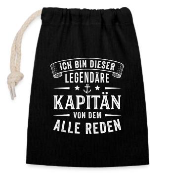Kapitän Legende Seemann Segeln - Verschließbarer Geschenkbeutel aus Baumwolle (14x20cm) - Schwarz - Vorne