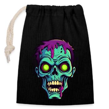 Cute Halloween Zombie - Closable cotton gift bag (14x20cm) - black - Front