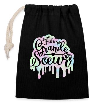 Annonce Bébé Surprise 2024 Future Grande Soeur - Sac cadeau en coton avec cordon (14 x 20 cm) - noir - Devant