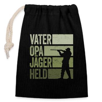 Vater Opa Jäger Held Rotwild Jagd Jagen Lustig - Verschließbarer Geschenkbeutel aus Baumwolle (14x20cm) - Schwarz - Vorne
