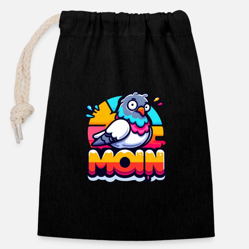 Moïn ! - Sac cadeau en coton avec cordon (14 x 20 cm) - noir