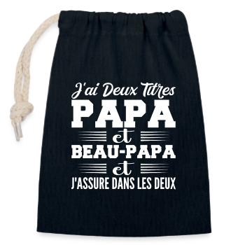 I Have Two Titles Daddy And Step-Dad Humor Gift - Closable cotton gift bag (14x20cm) - navy - Front