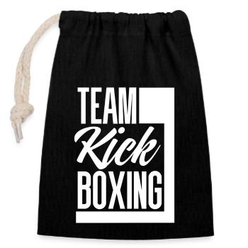 Team Kickboxing Kickboxen - Verschließbarer Geschenkbeutel aus Baumwolle (14x20cm) - Schwarz - Vorne