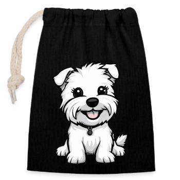 West Highland Terrier Chien Bande dessinée Mignon - Sac cadeau en coton avec cordon (14 x 20 cm) - noir - Devant