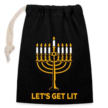 Hanukkah - Closable cotton gift bag (14x20cm) - black - Front