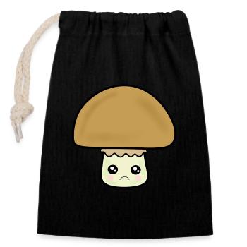 Kawaii Pilz Champignon Kawaii Gemüse Kawaii Obst - Verschließbarer Geschenkbeutel aus Baumwolle (14x20cm) - Schwarz - Vorne