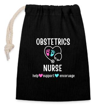 Obstetrics Nurse - Closable cotton gift bag (14x20cm) - black - Front
