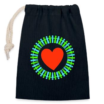 Paix mondiale vert bleu rouge - Sac cadeau en coton avec cordon (14 x 20 cm) - bleu marine - Devant