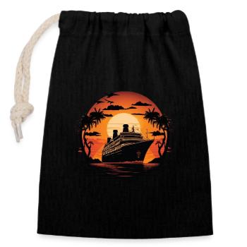 Sunset cruise - Closable cotton gift bag (14x20cm) - black - Front