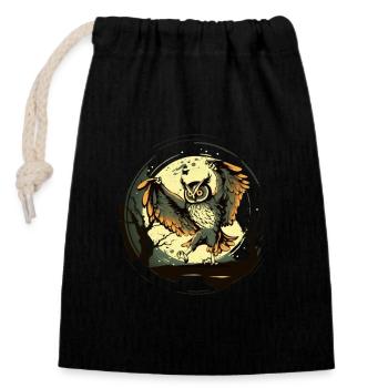 Owl in the moonlight - Closable cotton gift bag (14x20cm) - black - Front