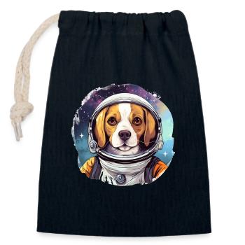 Hund als Astronaut - Verschließbarer Geschenkbeutel aus Baumwolle (14x20cm) - Navy - Vorne